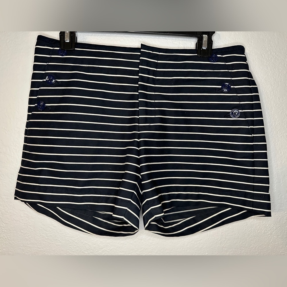Tommy Hilfiger Navy and White Nautical Themed Striped Shorts Women’s Size 6